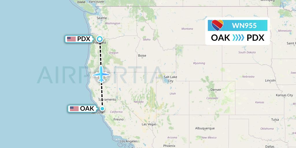 WN955 Southwest Airlines Flight Map: Oakland to Portland