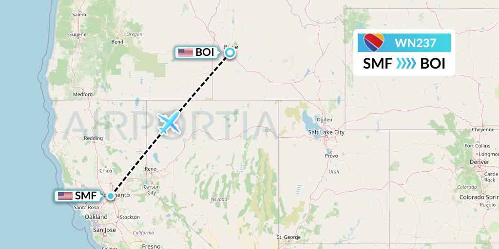 WN237 Southwest Airlines Flight Map: Sacramento to Boise