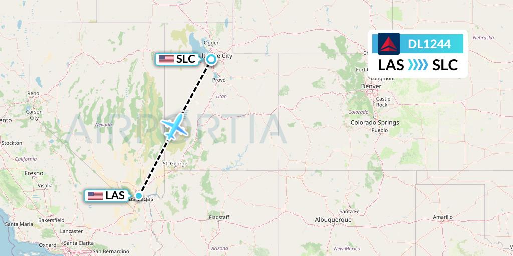 DL1244 Delta Air Lines Flight Map: Las Vegas to Salt Lake City