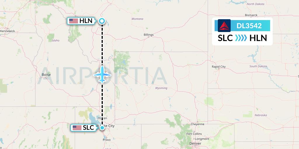 DL3542 Delta Air Lines Flight Map: Salt Lake City to Helena
