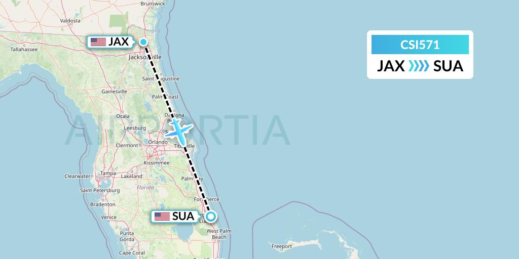CSI571 Csi Aviation Flight Map: Jacksonville to Stuart