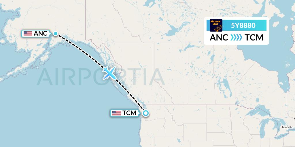 5Y8880 Atlas Air Flight Map: Anchorage to Tacoma