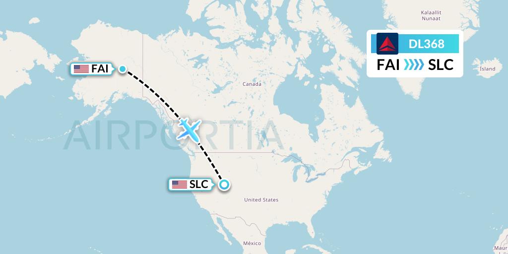 DL368 Delta Air Lines Flight Map: Fairbanks to Salt Lake City