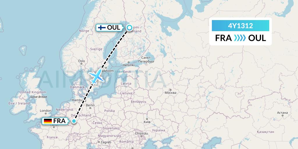 4Y1312 Eurowings Discover Flight Map: Frankfurt to Oulu