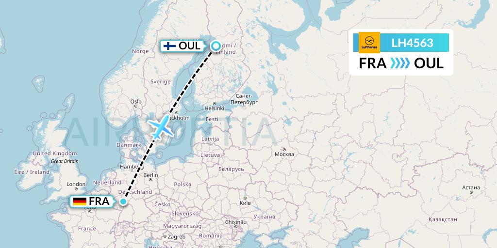 LH4563 Lufthansa Flight Map: Frankfurt to Oulu