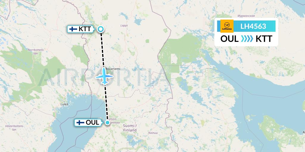 LH4563 Lufthansa Flight Map: Oulu to Kittila