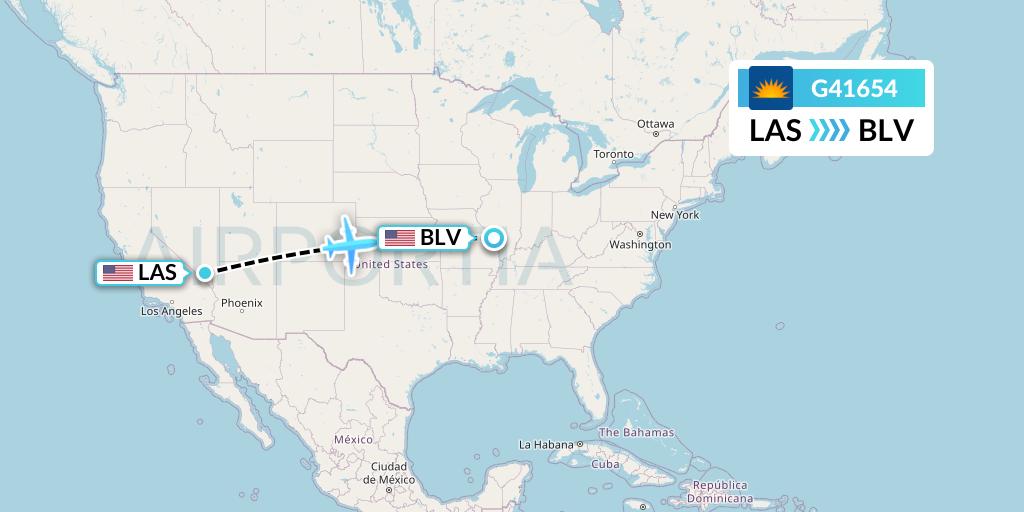 G41654 Allegiant Air Flight Map: Las Vegas to Belleville