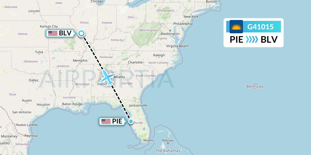 G41015 Allegiant Air Flight Map: St. Petersburg to Belleville