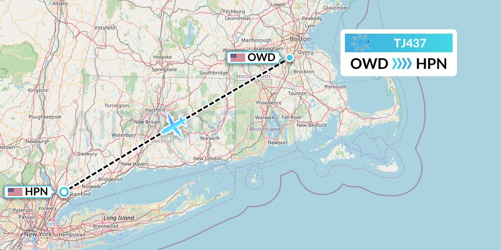 TJ437 Tradewind Aviation Flight Map: Norwood to White Plains