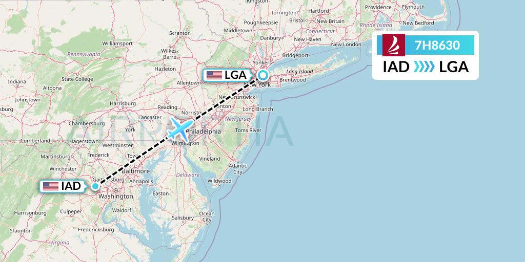 7H8630 Ravn Alaska Flight Map: Washington to New York