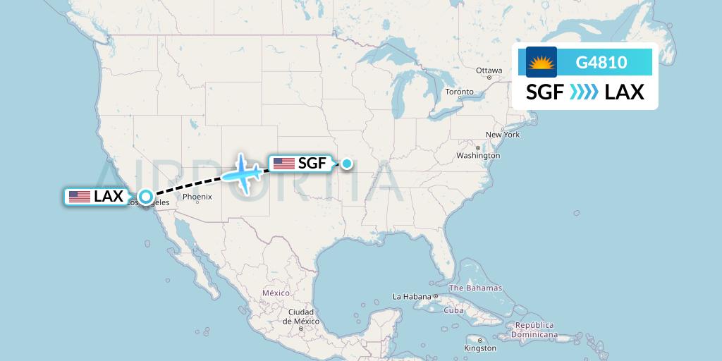 G4810 Allegiant Air Flight Map: Springfield to Los Angeles