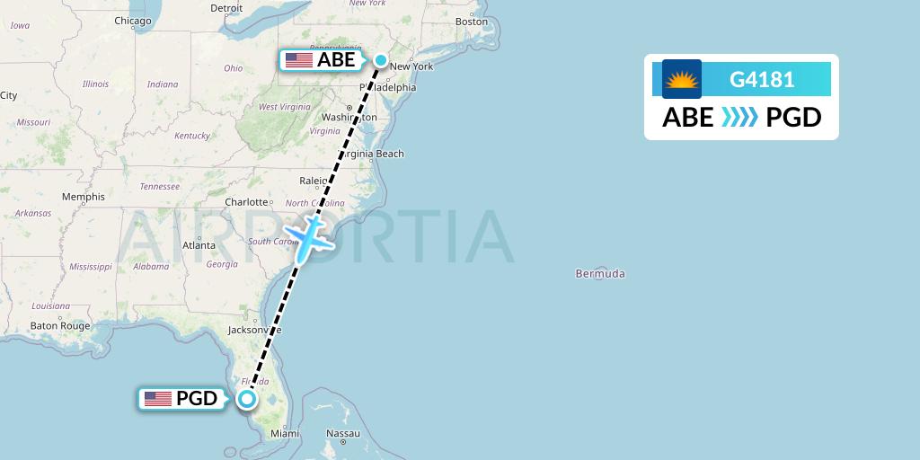 G4181 Allegiant Air Flight Map: Allentown to Punta Gorda