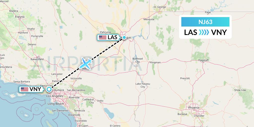 NJ63 Ghadames Air Transport Flight Map: Las Vegas to Van Nuys