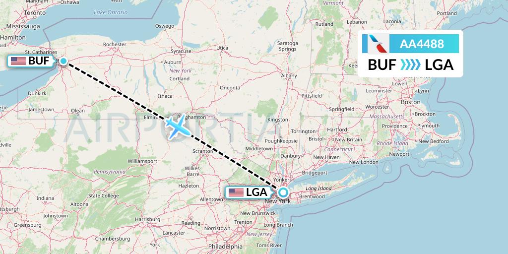 AA4488 American Airlines Flight Map: Buffalo to New York