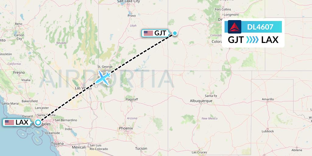 DL4607 Delta Air Lines Flight Map: Grand Junction to Los Angeles