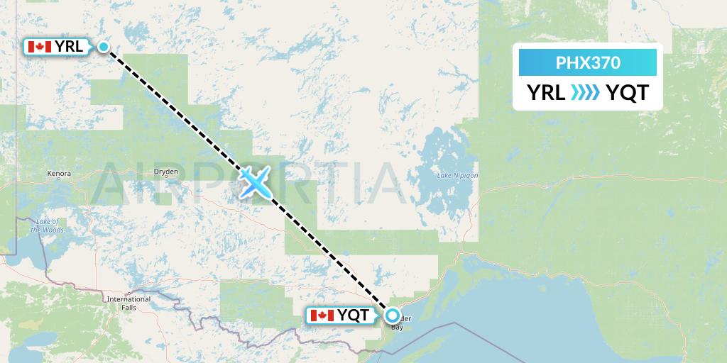 PHX370 SkyCare Flight Map: Red Lake to Thunder Bay