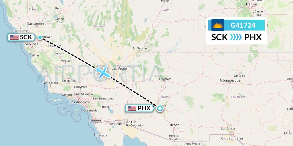 G41724 Allegiant Air Flight Map: Stockton to Phoenix