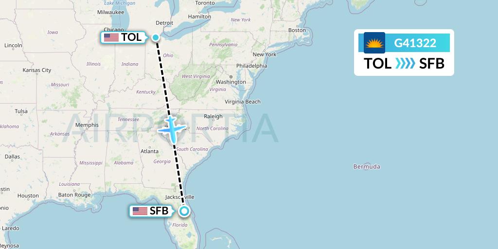 G41322 Allegiant Air Flight Map: Toledo to Orlando