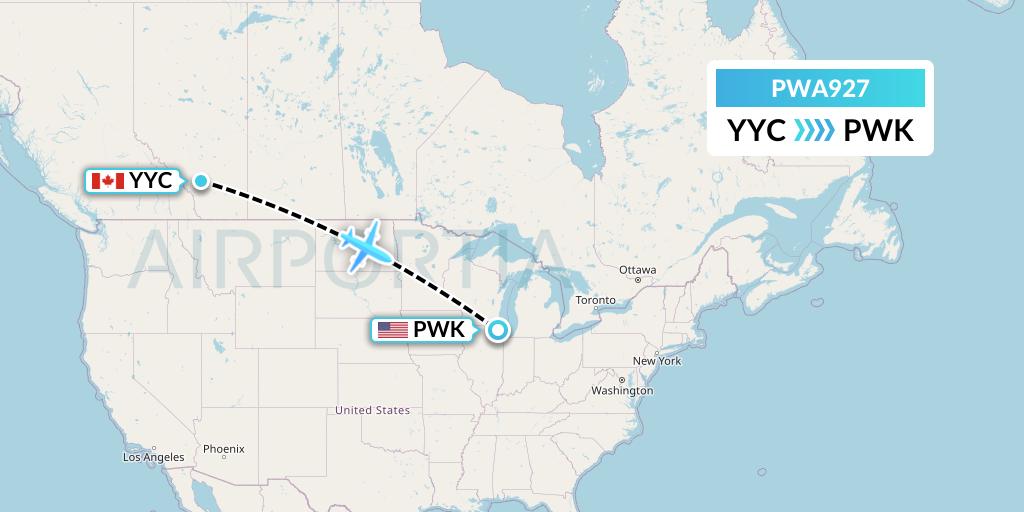 PWA927 Priester Aviation Flight Map: Calgary to Chicago