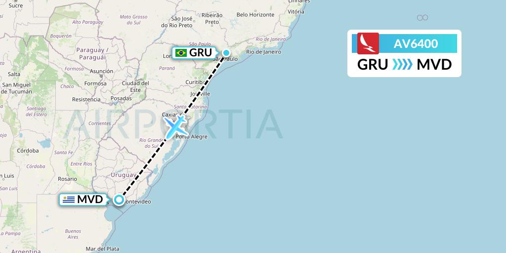AV6400 Avianca Flight Map: Sao Paulo to Montevideo