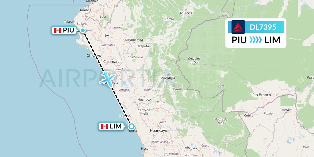 DL7395 Delta Air Lines Flight Map: Piura to Lima