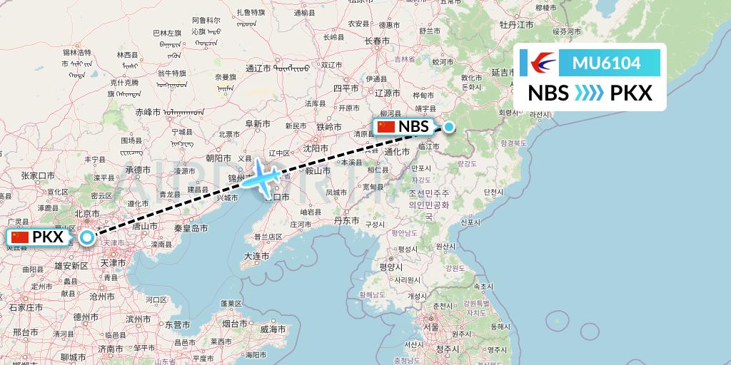 MU6104 China Eastern Airlines Flight Map: Baishan to Beijing