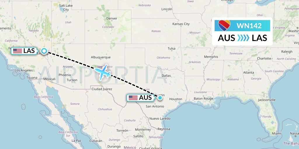 WN142 Southwest Airlines Flight Map: Austin to Las Vegas