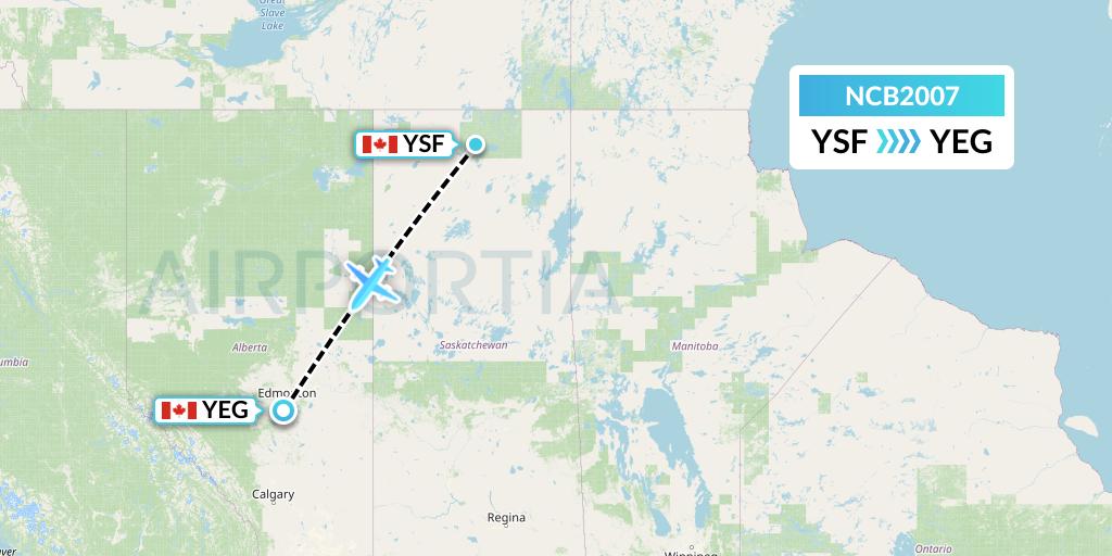 NCB2007 North Caribou Flying Service Flight Map: Stony Rapids to Edmonton