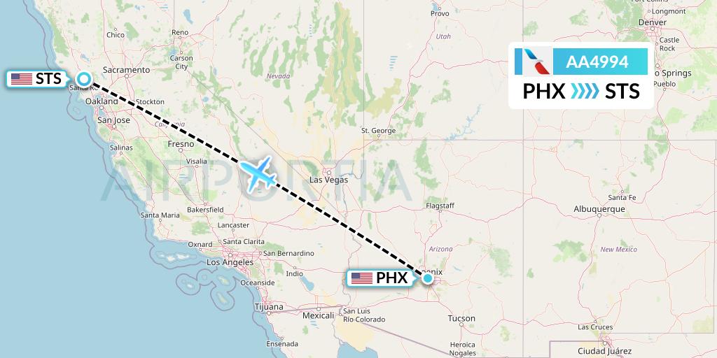 AA4994 American Airlines Flight Map: Phoenix to Santa Rosa