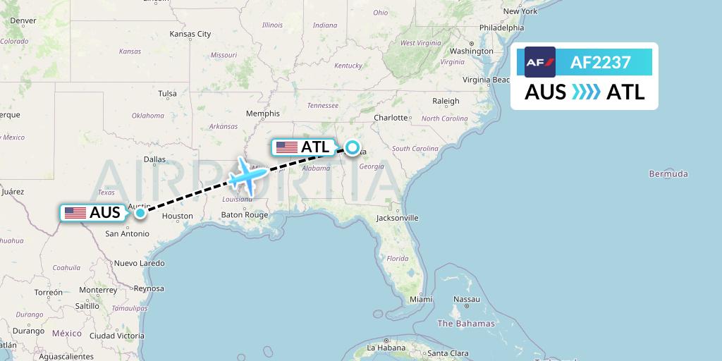 AF2237 Air France Flight Map: Austin to Atlanta