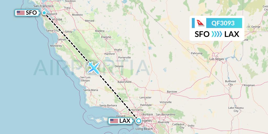 QF3093 Qantas Flight Map: San Francisco to Los Angeles