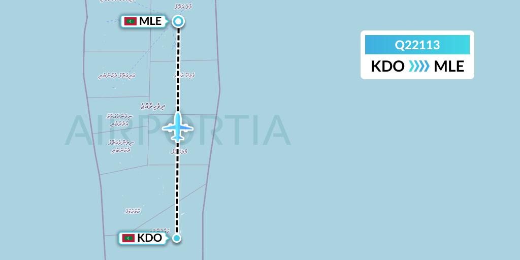 Q22113 Maldivian Flight Map: Kadhdhoo Island to Male