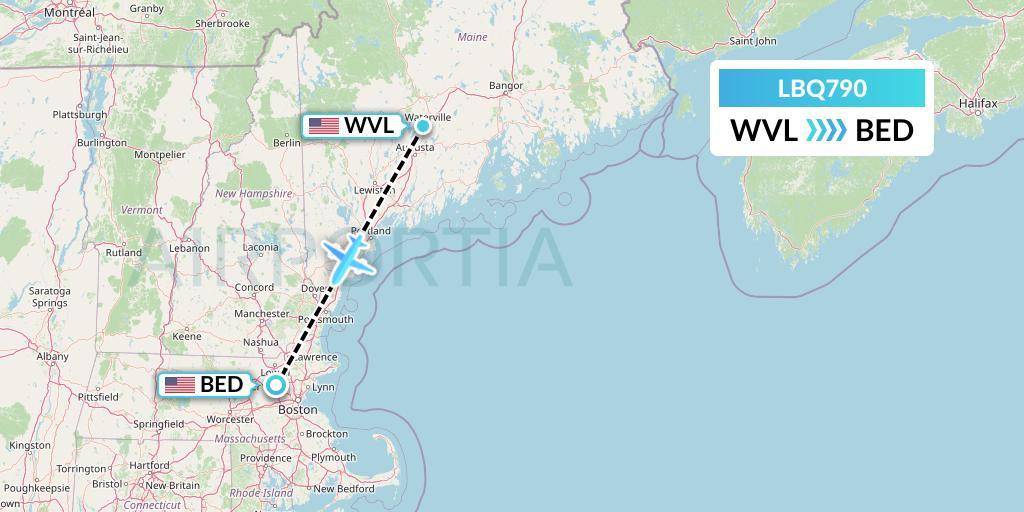 LBQ790 Quest Diagnostics Flight Map: Waterville to Bedford