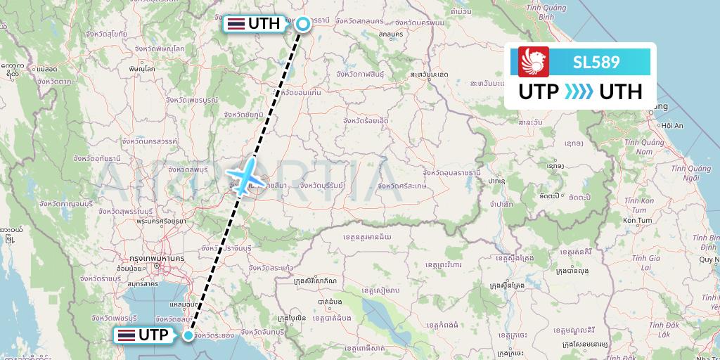 SL589 Thai Lion Air Flight Map: Rayong to Udon Thani
