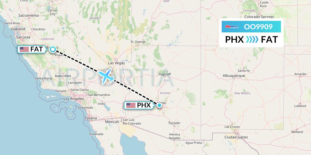 OO9909 SkyWest Airlines Flight Map: Phoenix to Fresno