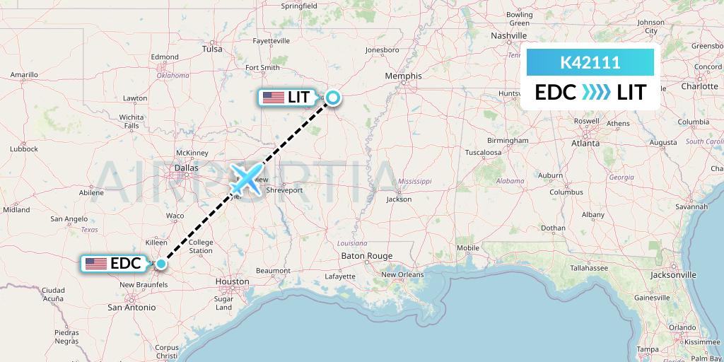 K42111 Kalitta Air Flight Map: Austin to Little Rock