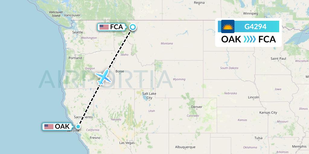 G4294 Allegiant Air Flight Map: Oakland to Kalispell