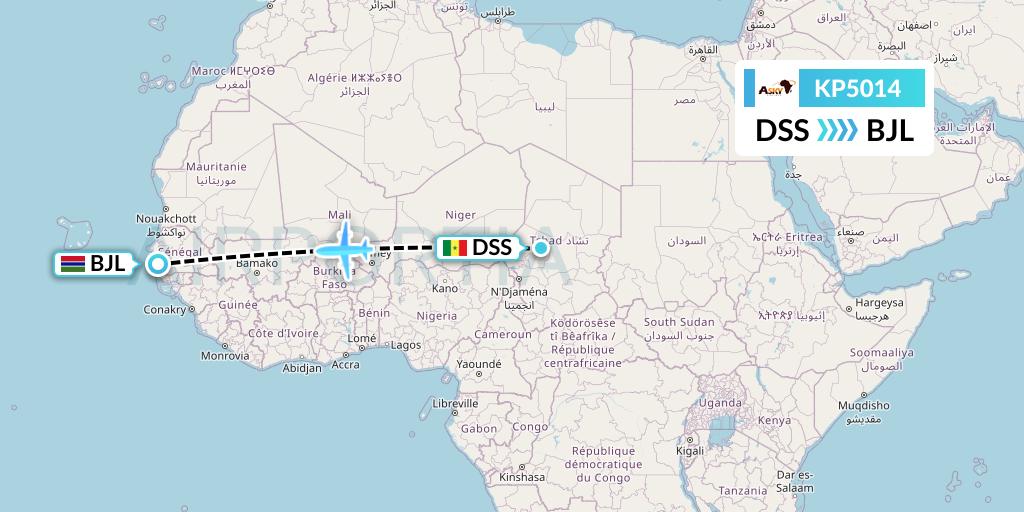 KP5014 ASKY Flight Map: Dakar to Banjul