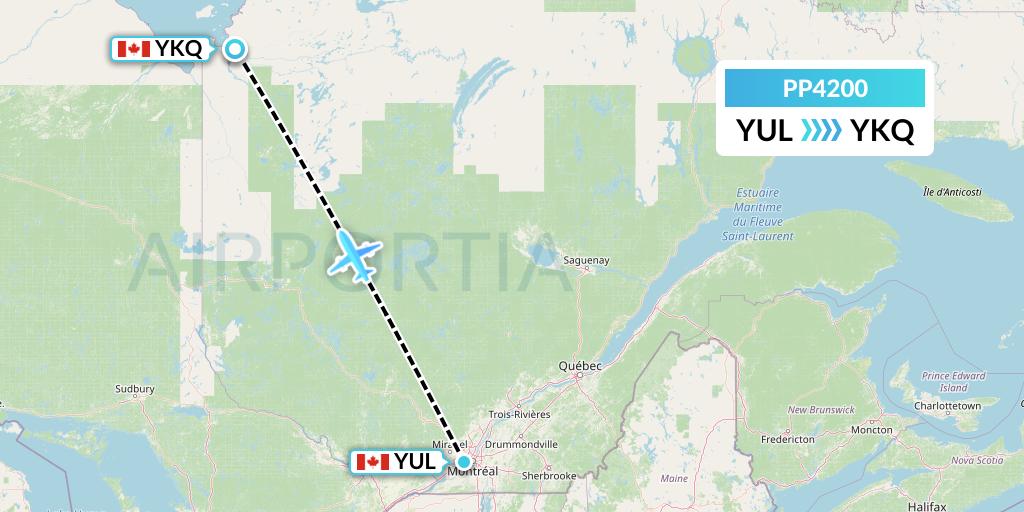 PP4200 Jet Aviation Business Jets Flight Map: Montreal to Waskaganish