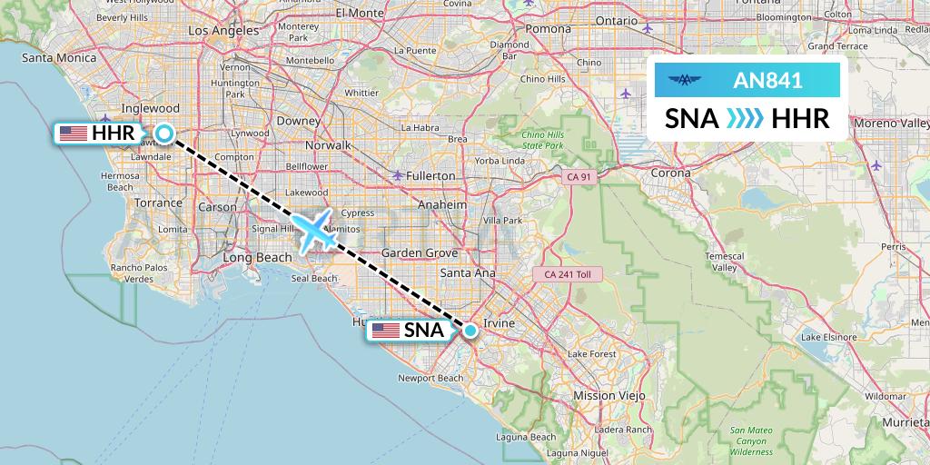 AN841 Advanced Air Flight Map: Orange County to Hawthorne