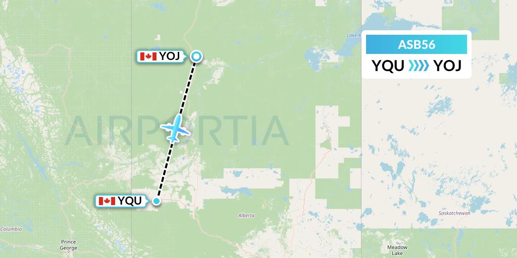 ASB56 Air Spray Flight Map: Grande Prairie to High Level