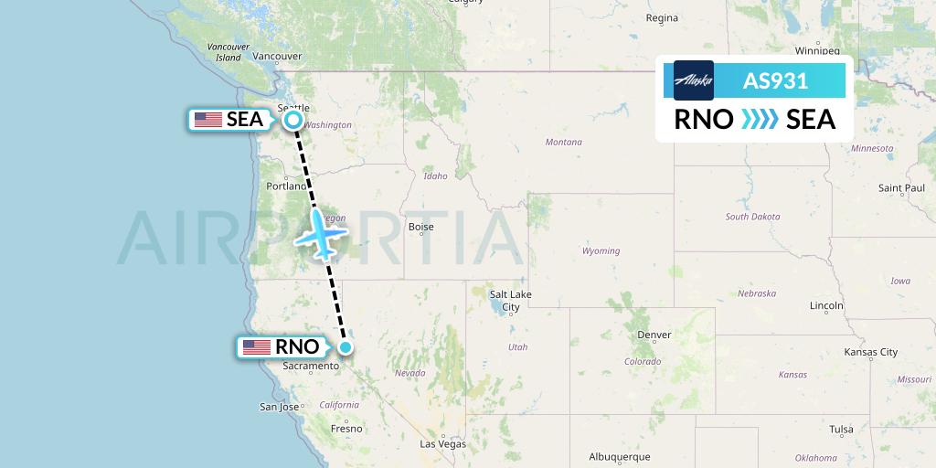 AS931 Alaska Airlines Flight Map: Reno to Seattle