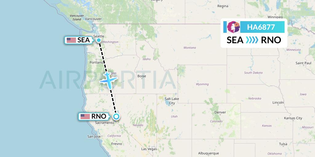 HA6877 Hawaiian Airlines Flight Map: Seattle to Reno