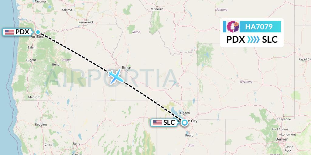 HA7079 Hawaiian Airlines Flight Map: Portland to Salt Lake City