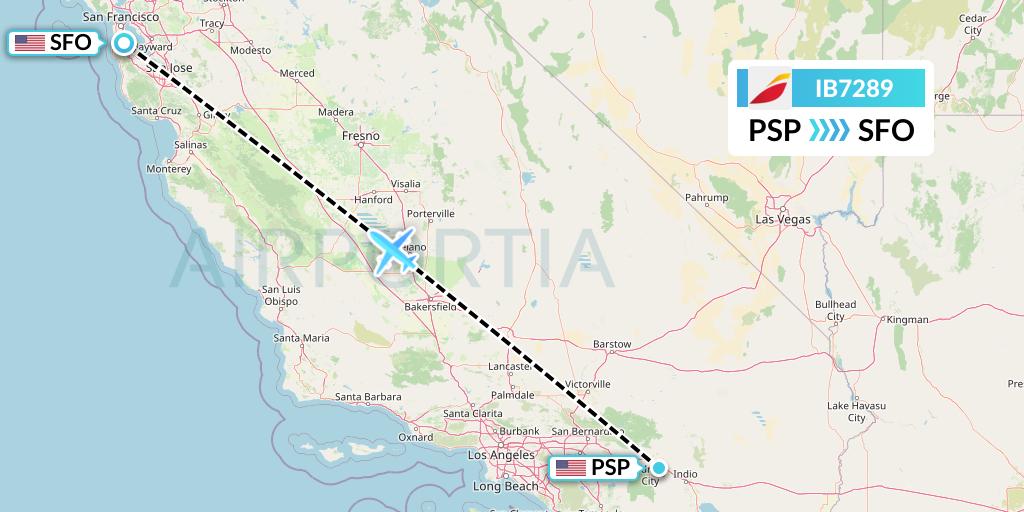IB7289 Iberia Flight Map: Palm Springs to San Francisco