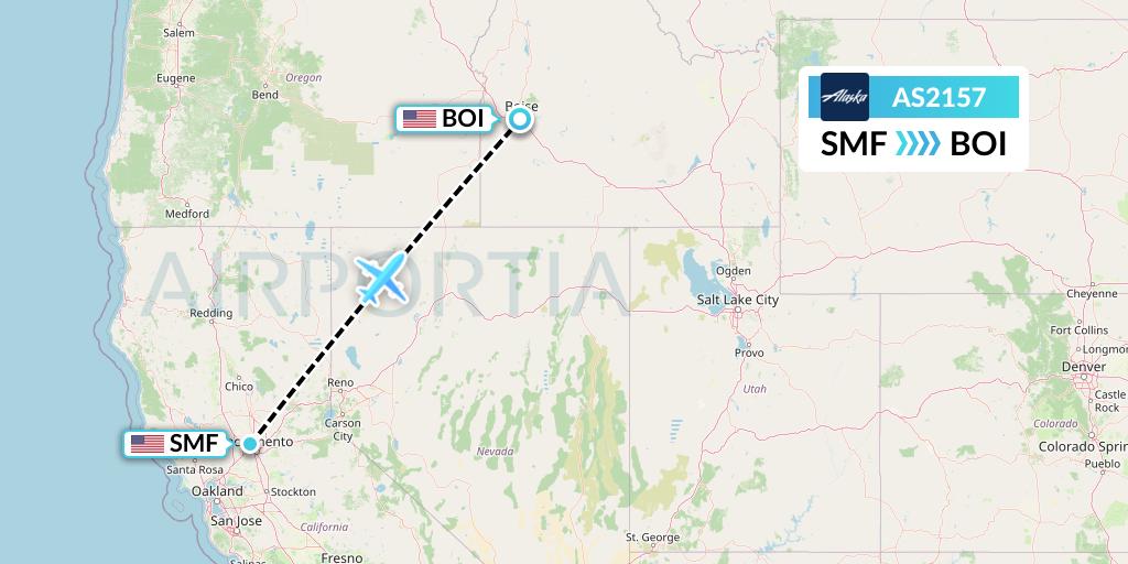 AS2157 Alaska Airlines Flight Map: Sacramento to Boise