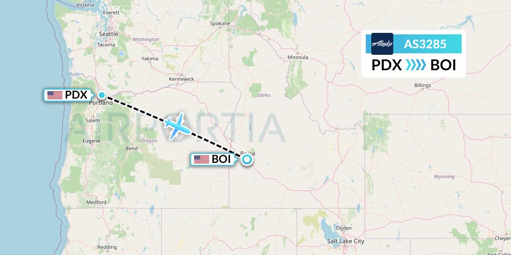 AS3285 Alaska Airlines Flight Map: Portland to Boise