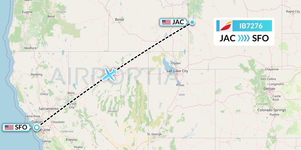 IB7276 Iberia Flight Map: Jackson to San Francisco