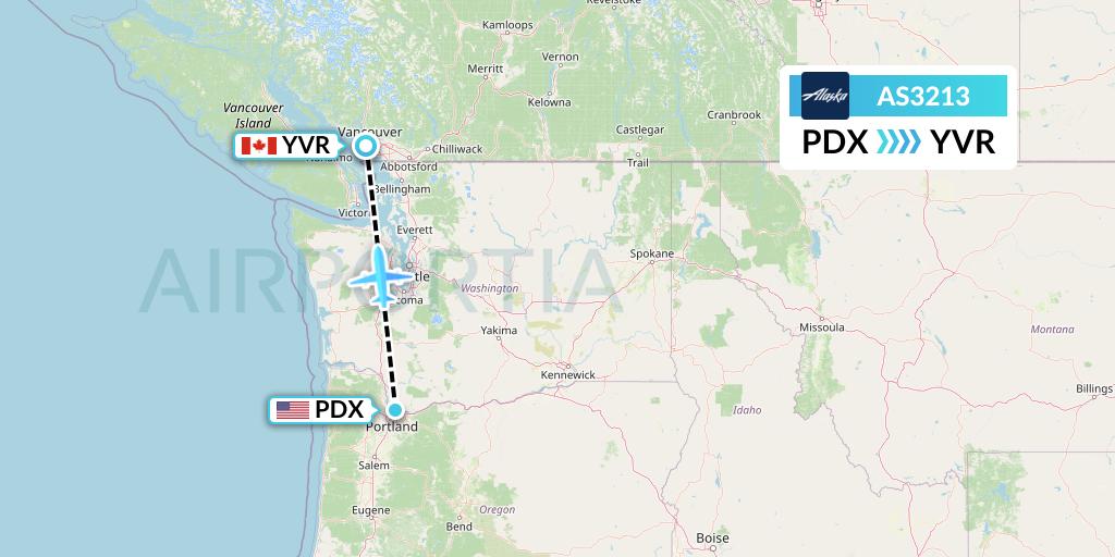 AS3213 Alaska Airlines Flight Map: Portland to Vancouver