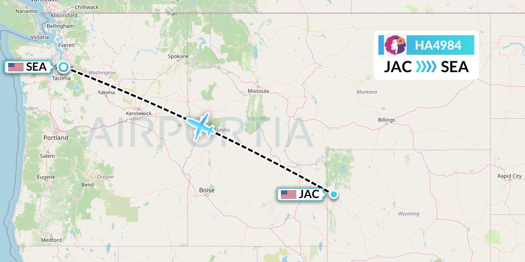 HA4984 Hawaiian Airlines Flight Map: Jackson to Seattle